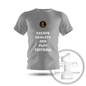 Koszulka "Escape reality and play football" szara